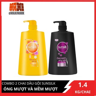 COMBO 2 Chai dầu gội Sunsilk Óng mượt rạng ngời (Đen) 1400g