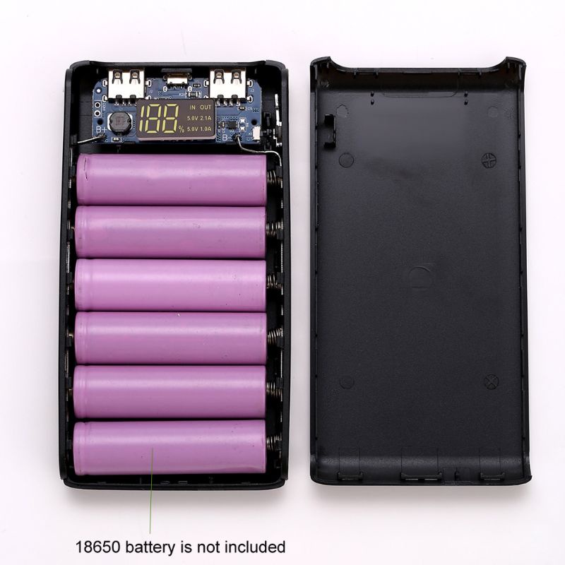 Hộp Sạc Dự Phòng 6 Pin 18650 Hai Cổng Usb Tiện Dụng Cho Điện Thoại / Máy Tính Bảng Diy