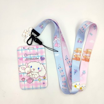 Dây đeo thẻ Cinnamoroll bằng nhựa kèm dây đeo cổ kiểu Nhật Hàn dễ thương cho bé