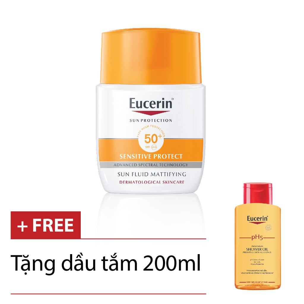 [Phiếu Vận May 1đ] Cơ hội trúng 1Kem chống nắng  Eucerin Sun Fluid MattifyingFace SPF50+ 50ml + Dầu tắm shower oil 200ml | BigBuy360 - bigbuy360.vn