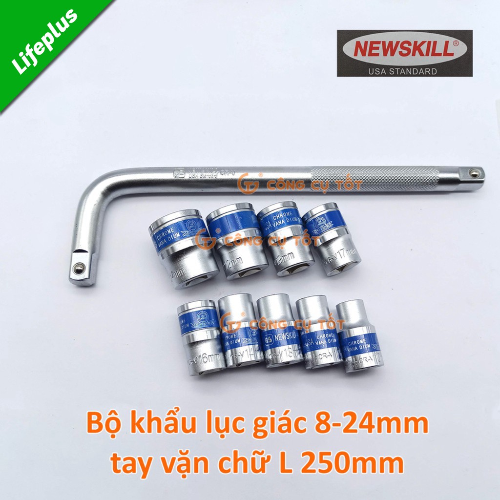 Bộ khẩu 10-24mm cần cong thép 50BV30 giàu Crôm NEWSKILL CL1270