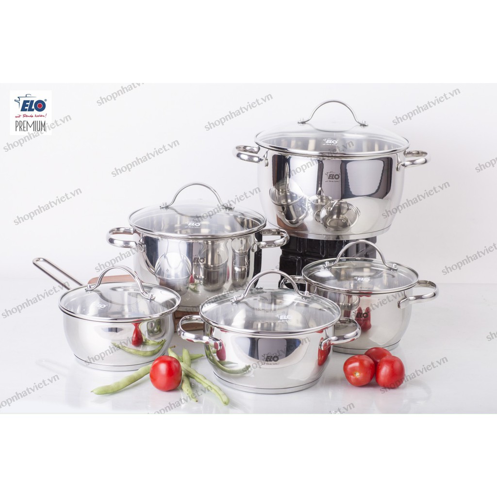 [Mua Là Mê] Bộ Nồi Inox 5 Chiếc  LUNA PLUS, Xoong Quánh Vung Kính, Dung Tích 1-7L