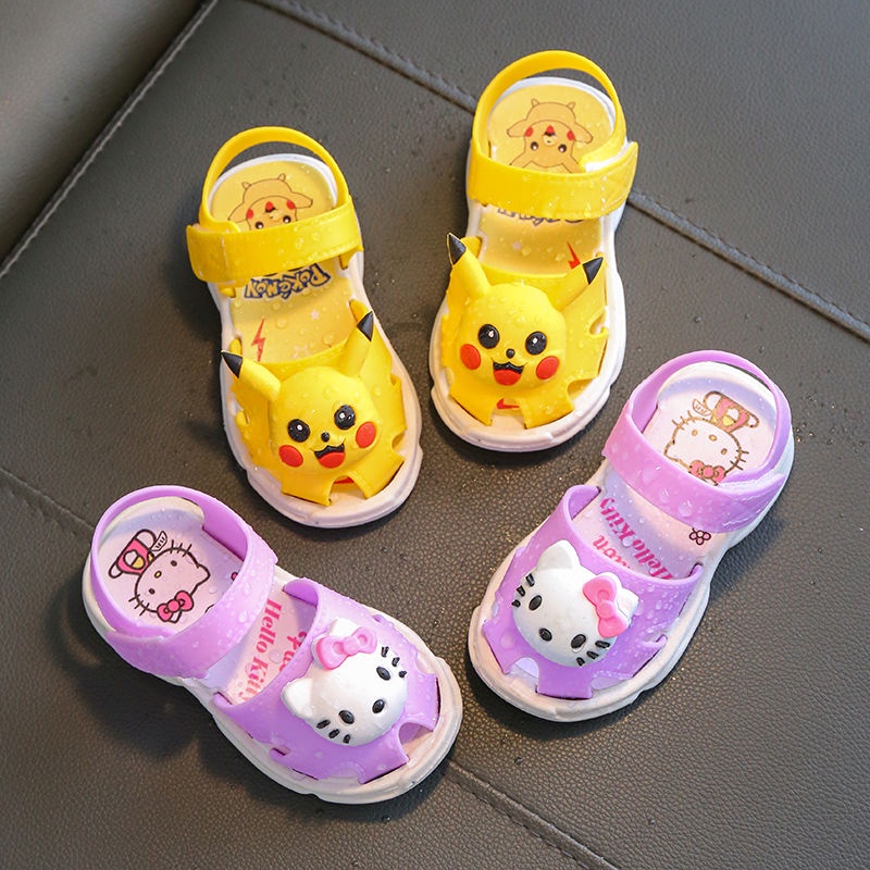 Giày Sandal Chống Trượt In Hình Hello Kitty Chất Lượng Cao Phong Cách Mới Mùa Hè Bảo Vệ Chân Cho Trẻ Sơ Sinh 0-3 Tuổi