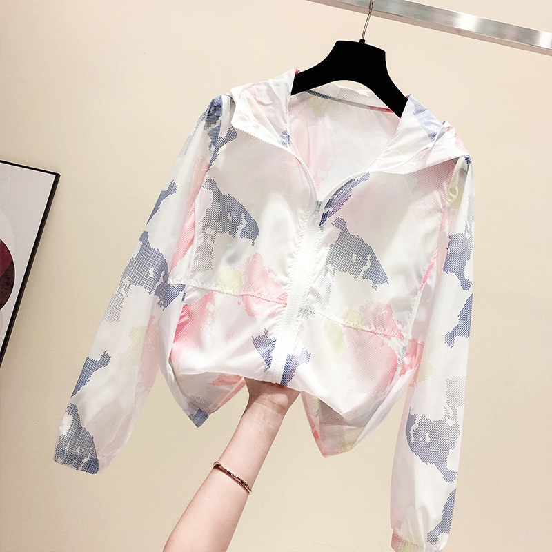 Áo khoác chống nắng IELGY tay dài thoáng khí họa tiết rằn ri thời trang cho nữ