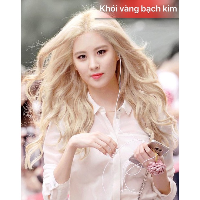 Thuốc nhuộm tóc màu Khói Vàng Bạch Kim + tặng kèm oxy và gang tay