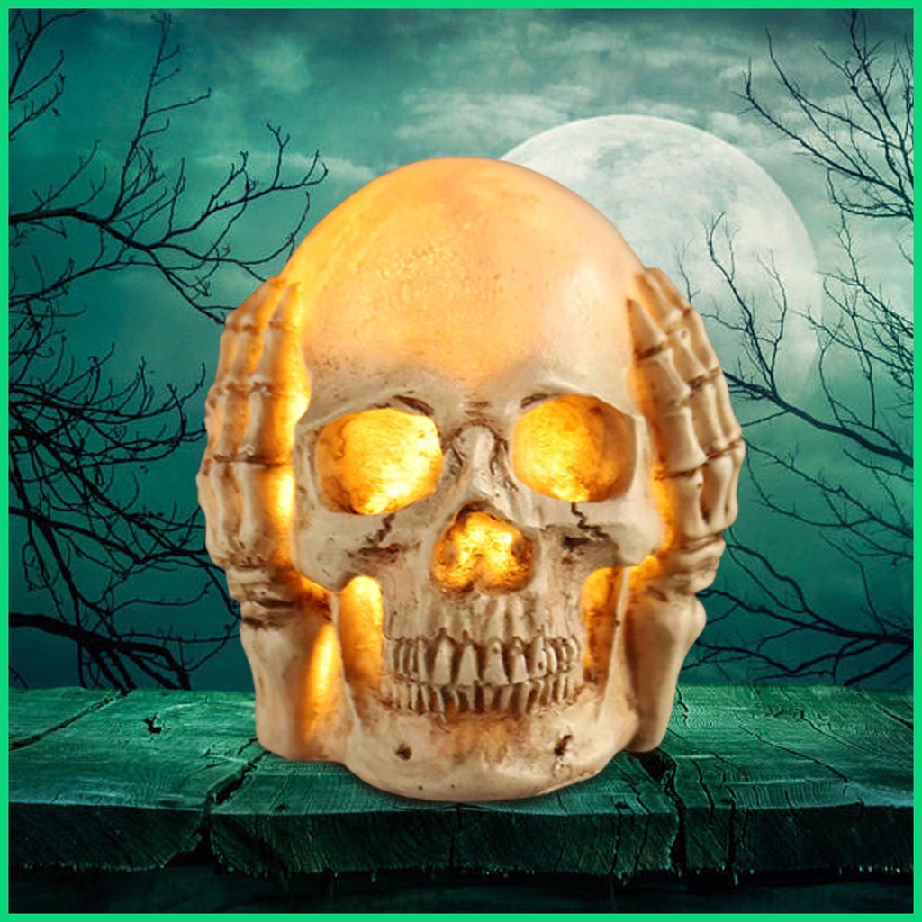 Đèn Ngủ Hình Đầu Lâu Bằng Nhựa Resin Để Bàn Trang Trí Tiệc Halloween