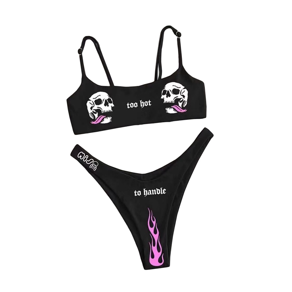 Bộ Đồ Bơi Bikini Hai Mảnh Cổ Chữ V In Hình Truyện Tranh Quyến Rũ Thời Trang Mùa Hè Dành Cho Bạn Nữ 2022