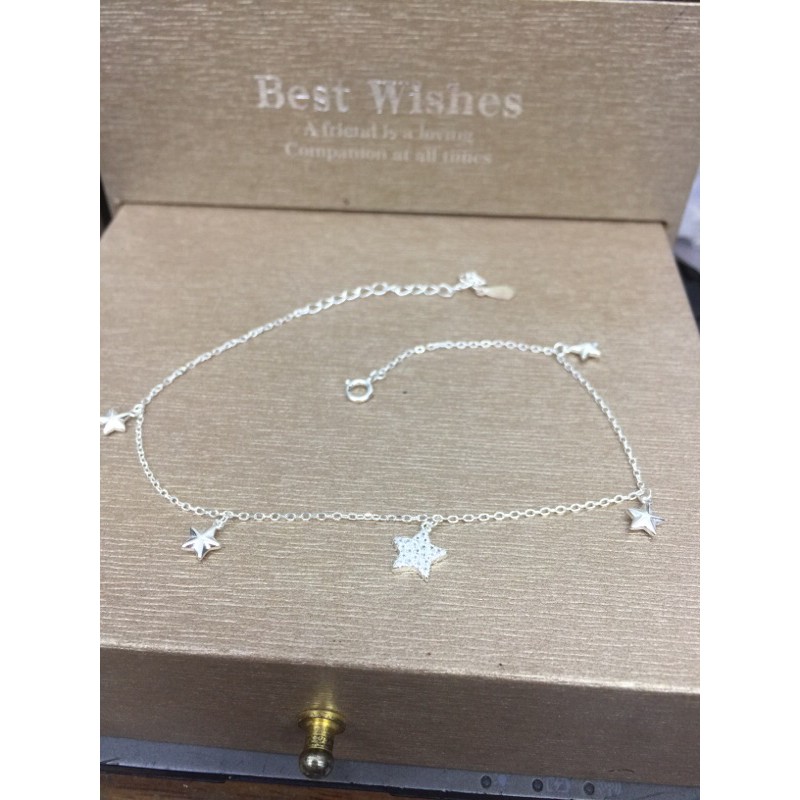 Lắc chân sao băng bạc thật cao cấp mắt xích bền