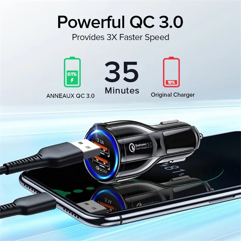 Cốc Sạc Nhanh QC3.0 39W Hai Cổng USB 6A Cho Điện Thoại/Máy Tính Bảng