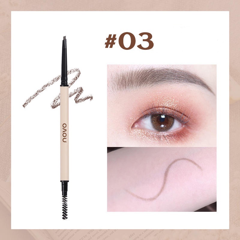 Bút Chì Kẻ Lông Mày NOVO Đầu Tam Giác Màu Nâu Đậm Đậm Chống Nước Không Lem