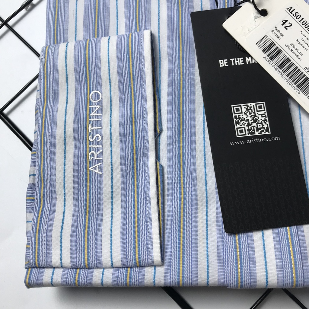Áo sơ mi dài tay nam Aristino sợi sồi thoáng mát-tà lượn-regular ALS01008