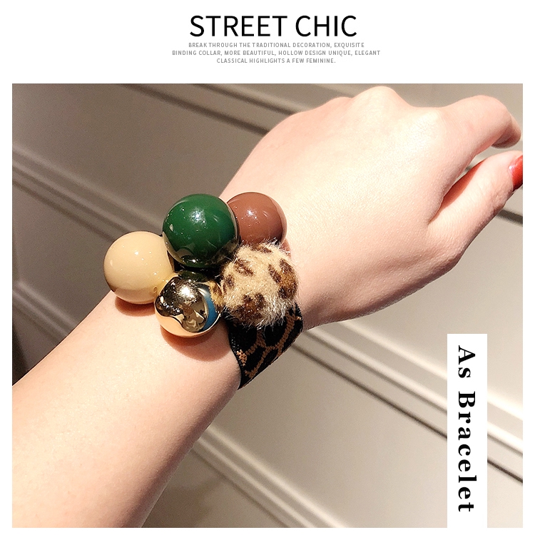 Chun buộc tóc vải phối hạt nhựa nhiều màu thời trang cho nữ | BigBuy360 - bigbuy360.vn