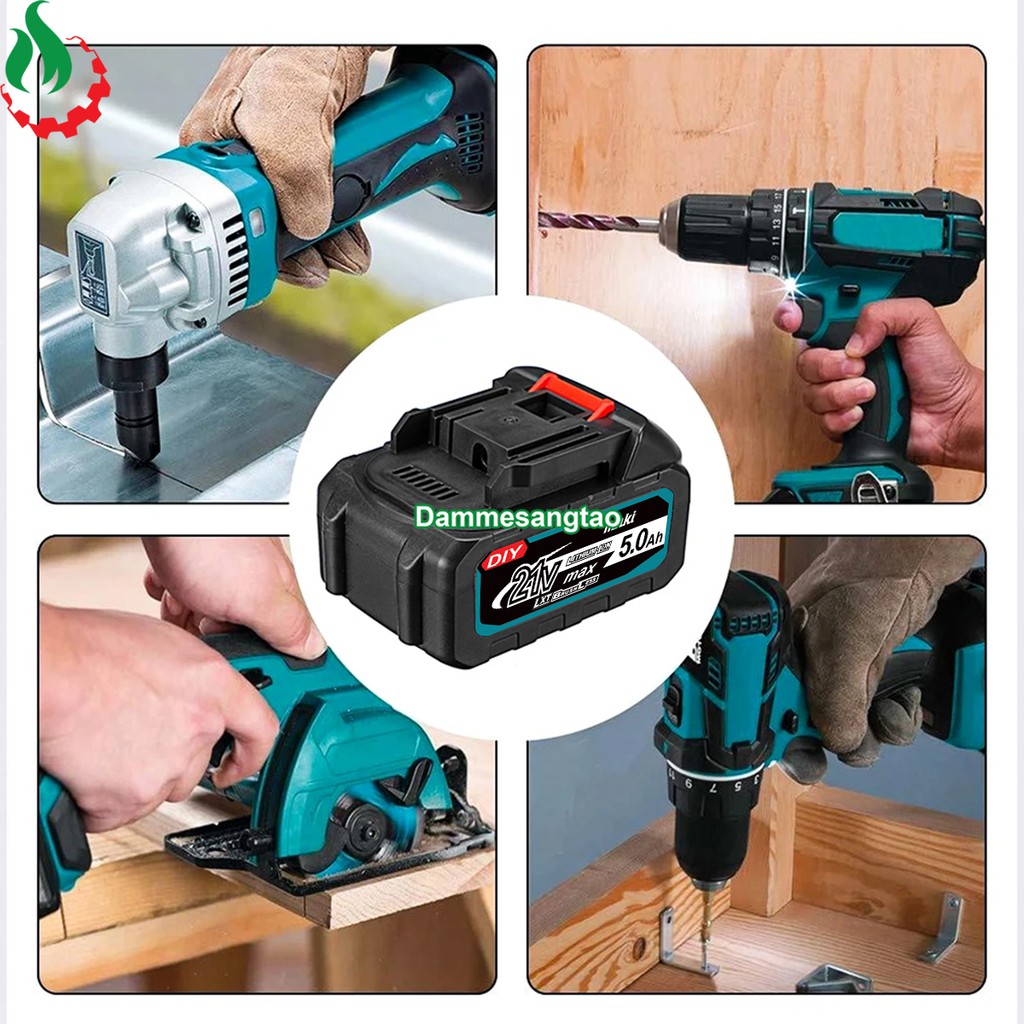 DMST Vỏ pin makita 18V lỗ sạc adapter có báo pin