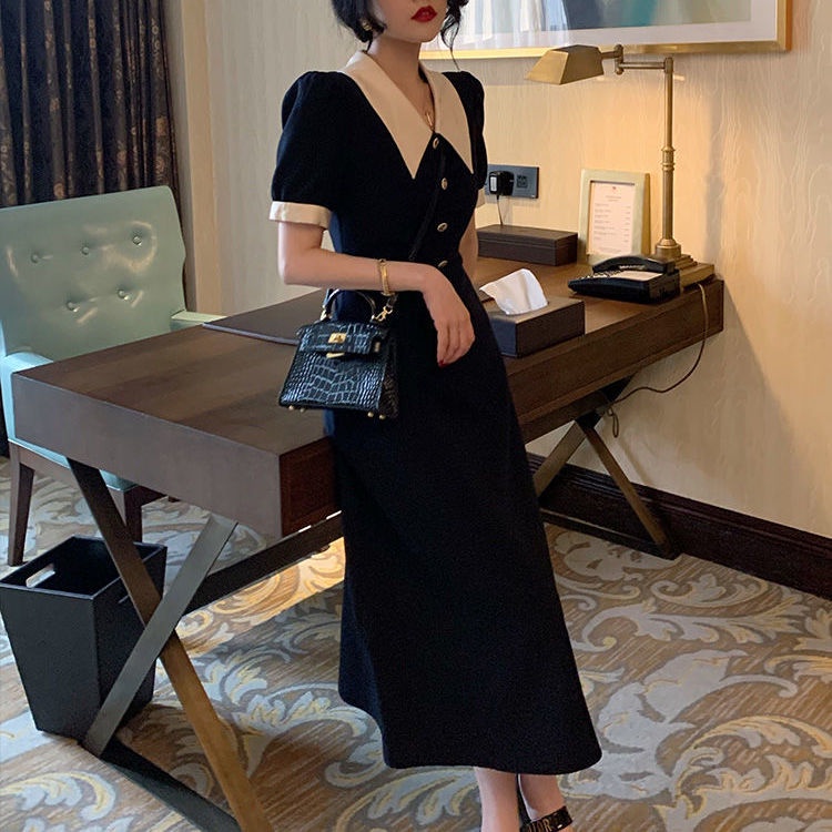 Đầm Dáng Dài Ôm Eo 2022 Kiểu Pháp Cổ Điển Thời Trang Mùa Hè