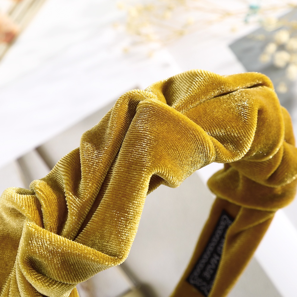 Băng Đô Cài Tóc Haimeikang Bằng Vải Flannel Xếp Ly Đơn Giản Thời Trang Hàn Quốc