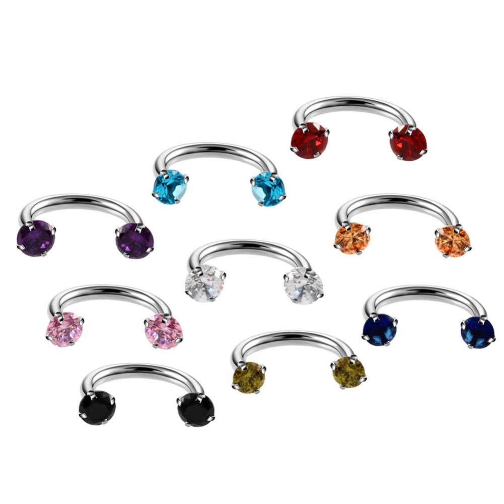 1 Khuyên Mũi / Môi / Tai / Mũi Hình Chữ U Đính Đá Zircon Thời Trang Cho Nữ