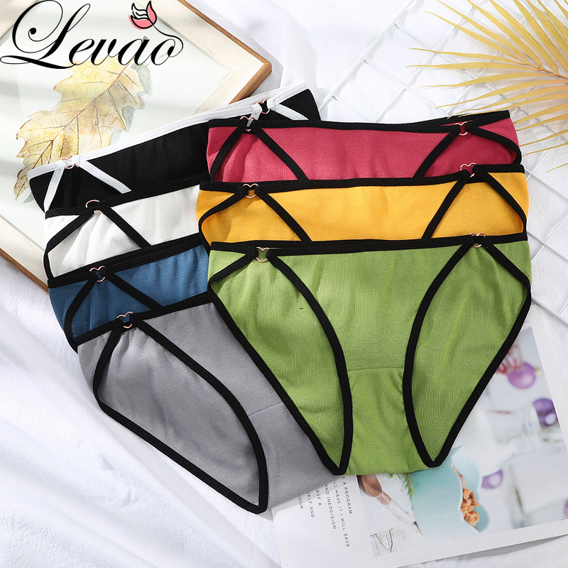 Quần lót LEVAO bằng cotton graphene màu đơn sắc eo thấp chống vi khuẩn cho nữ