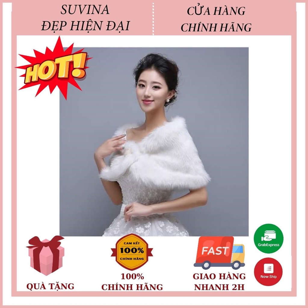 Khăn Choàng Lông Cô Dâu Cúc Đính Hạt Chai 120 Số 4