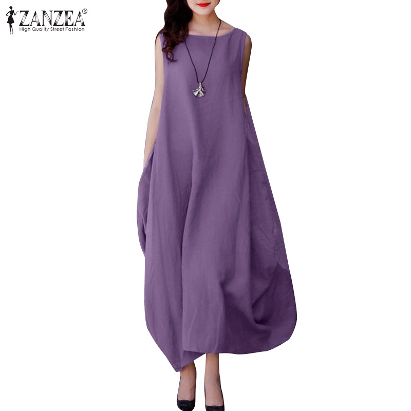 Đầm nữ Zanzea dài không tay thời trang Hàn Quốc