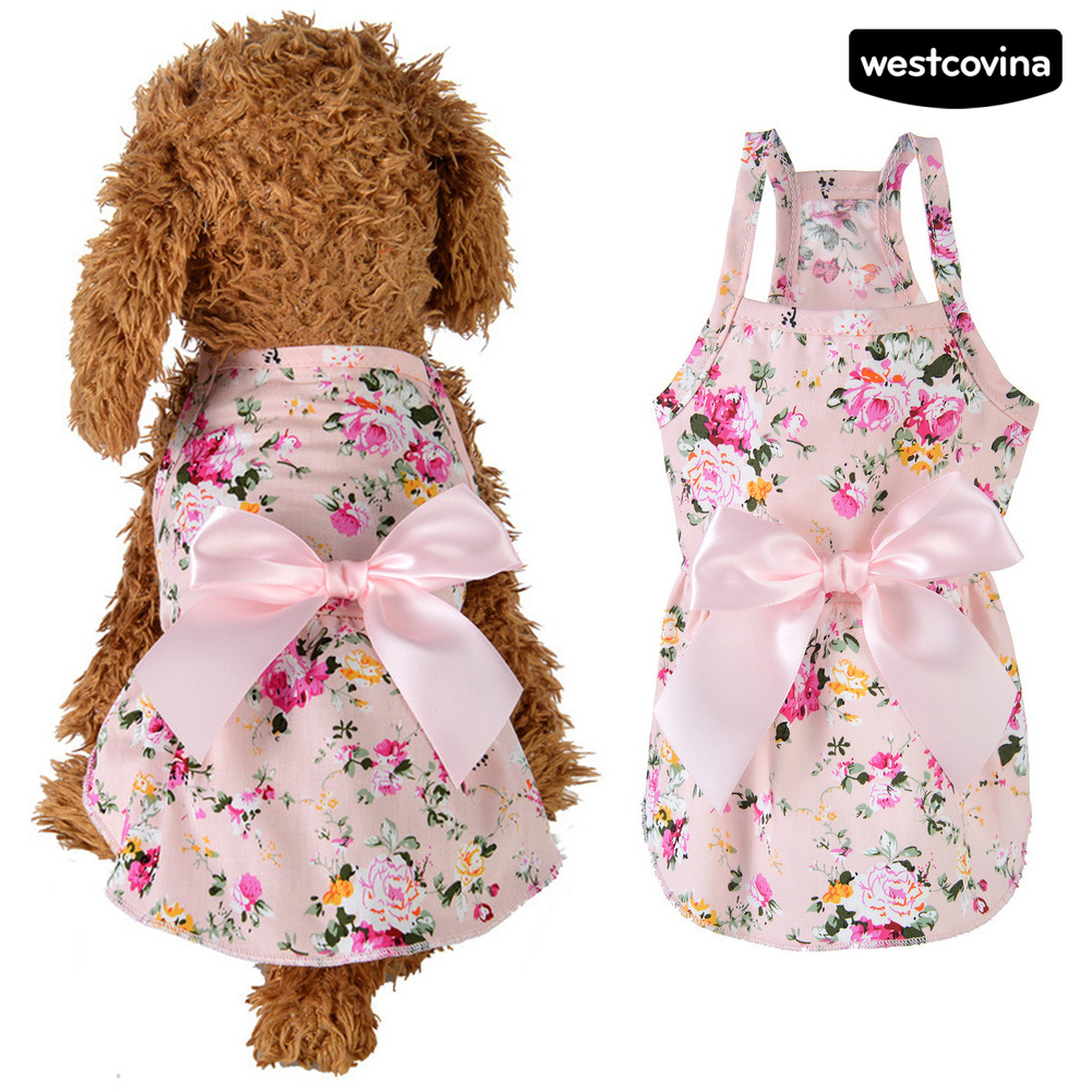 Đầm Cotton In Hoa Thời Trang Xuân Hè Cho Thú Cưng