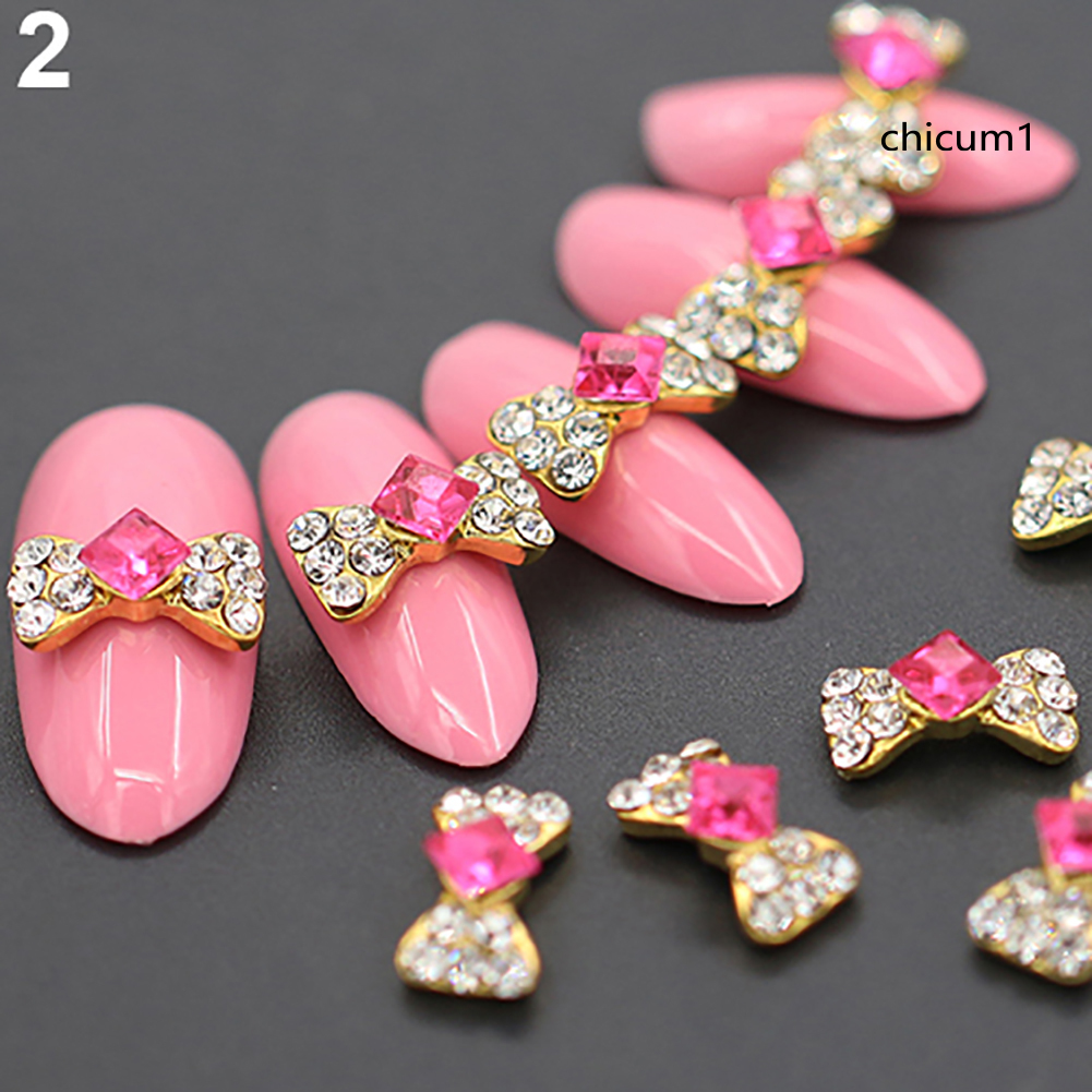 [Hàng mới về] Bộ 10 hạt đính trang trí móng hình nơ 3d