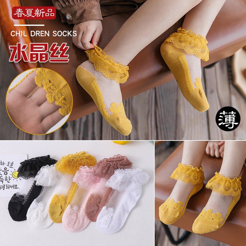 🔥BAO ĐỔI TRẢ 💝Tất công chúa kết hợp với váy đầm chất liệu cotton cổ ren phong cách Hàn cho bé gái E179