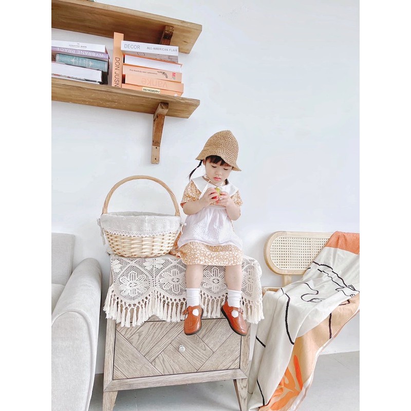 Natari Kids - Váy Thiết Kế Hoa Nhí Màu Cam Vintage Cho Bé Gái Mùa Hè Mát Mẻ - PEANUT CANDY DRESS