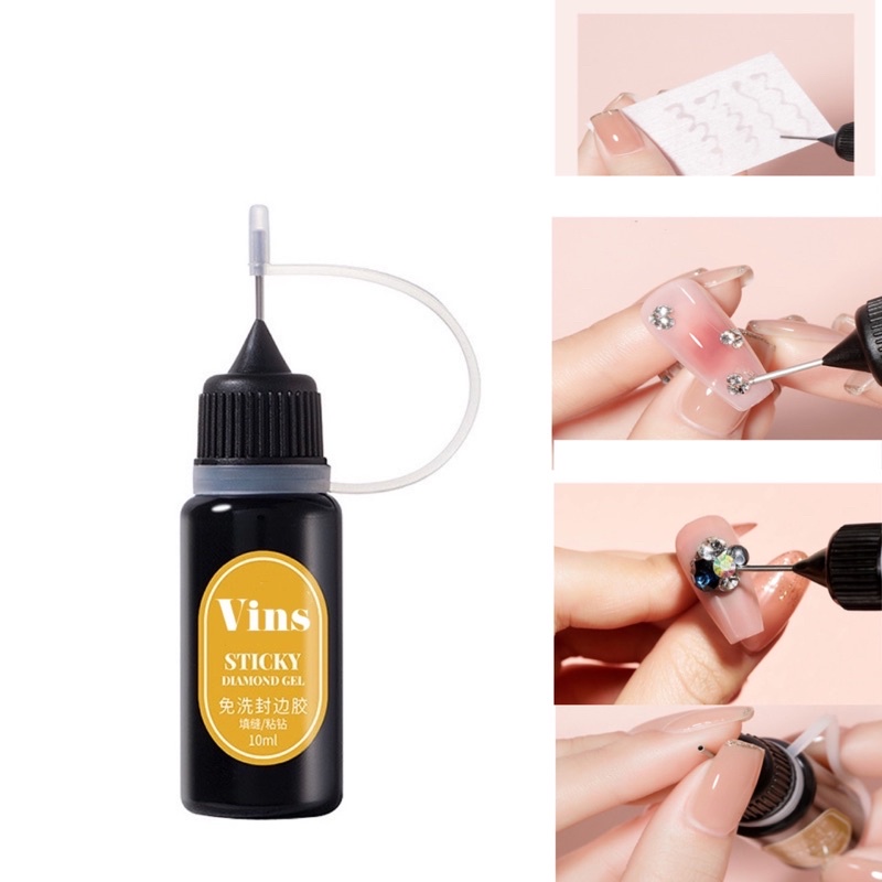 Gel up móng đính đá tạo nổi 5D, Top gel đính đá nail siêu chắc