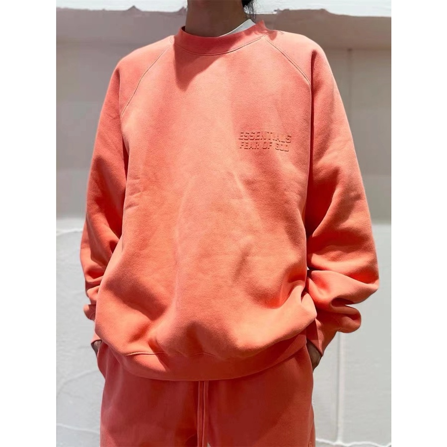 FOG FEAR OF GOD DOUBLE TRACK ESSENTIALS 22FW FLOCKED PRINT HIGH STREET PLUNGED CREW NECK Sweater