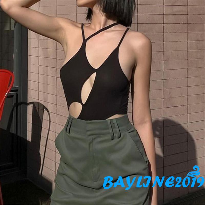 Bộ áo liền quần hai dây hở lưng màu sắc thời trang cho nữ