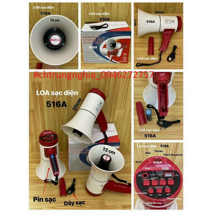 Loa phóng thanh, Loa bán hàng, có Ghi Âm, Phát Lại, Cổng Usb, phát trực tiếp công suất 15W