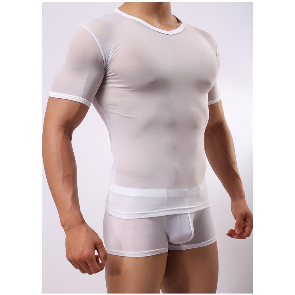 Áo thun lưới nam tay ngắn xuyên thấu sexy Cao Cấp, Áo gym nam body lưới nam đi biển đẹp ngắn tay có bigsize đen trắng