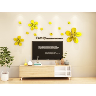 Hoa lãng mạn dán tường 3D ba chiều acrylic dán tường TV phòng khách nền dán tường trang trí phòng tranh mica nổi