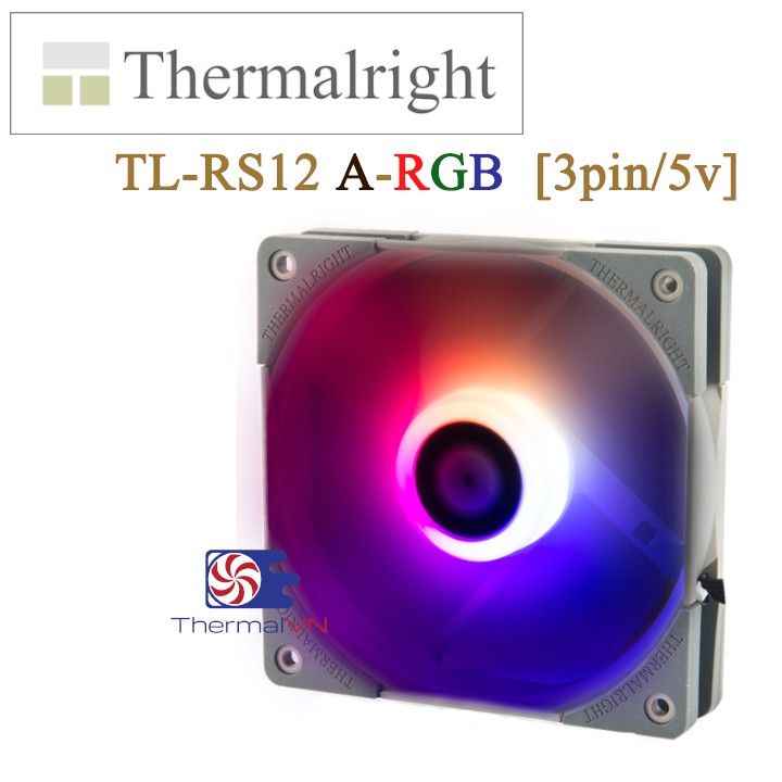 Quạt fan case 12cm Thermalright TL-RS12 A-RGB - Quạt 7 cánh sức gió 65 CFM, hiệu ứng Addressable RGB