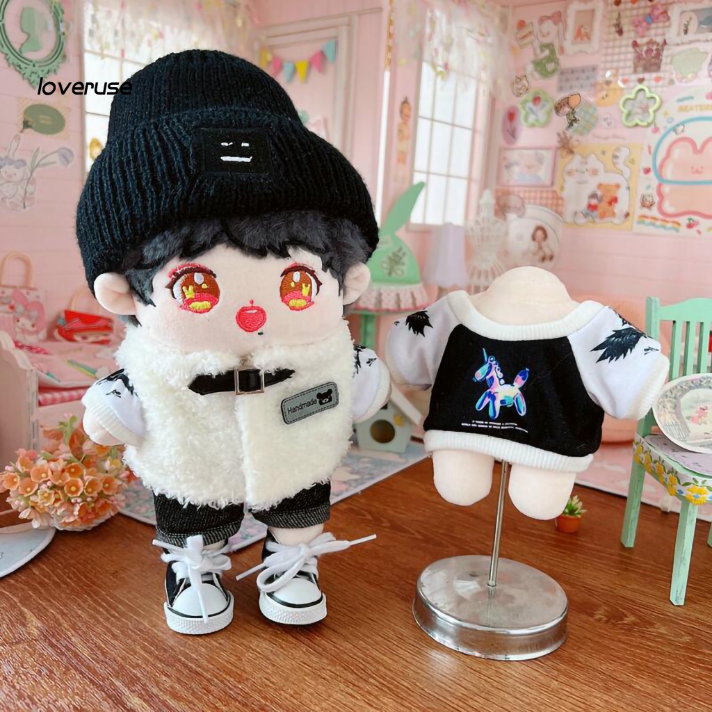 Bộ Bốn Món Áo Thun + Quần + Nón Xinh Xắn Cho Búp Bê 20cm