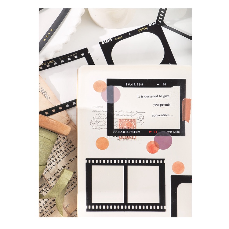 Set Sticker Giấy/ PET Dán Sổ Trang Trí Khung Ảnh Tone Cổ Điển Vintage |