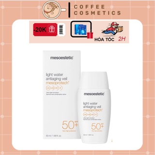 Kem chống nắng Mesoestetic Light Water Antiaging Veil Mesoprotech spf50+ 50ml - coffeecosmetics