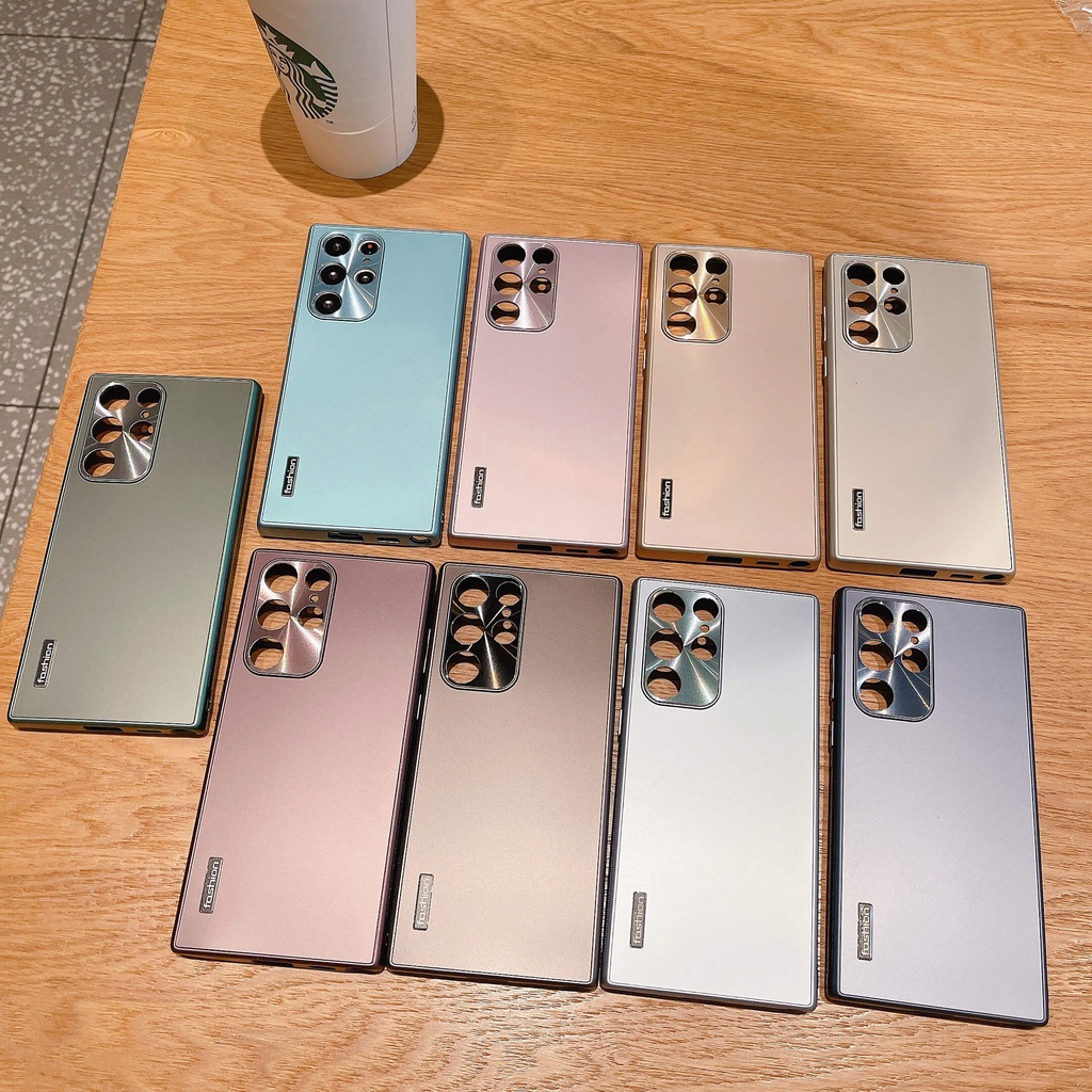 Ốp Điện Thoại Acrylic Khung TPU Họa Tiết CD Bảo Vệ Lens Cho Samsung Galaxy S22 Ultra S22 Plus