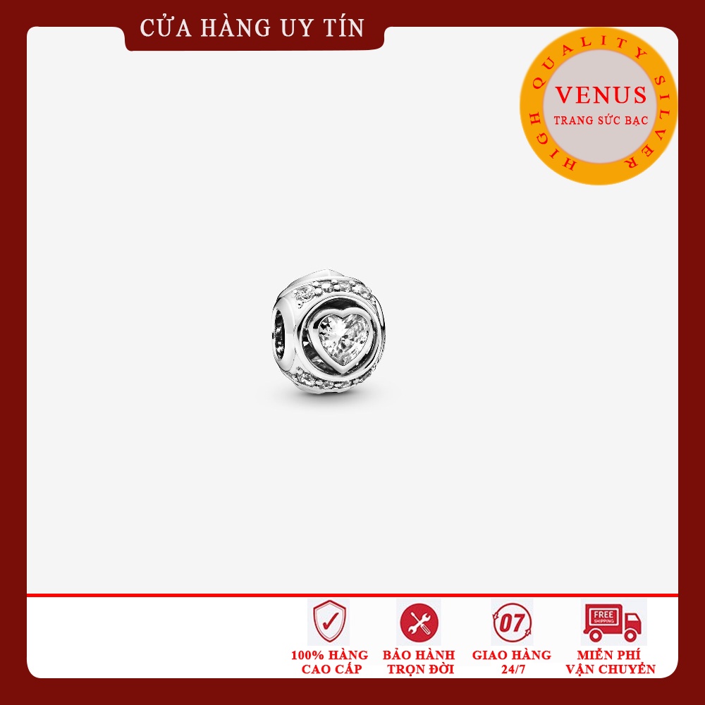 [Charm bạc 925 cao cấp] Charm cầu 3 tim trắng- Mã sản phẩm VENUSC3T