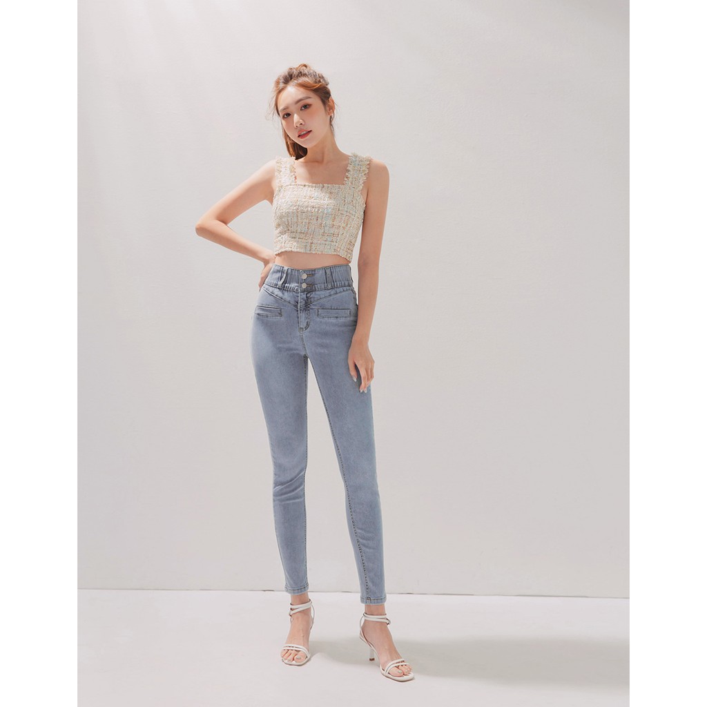 Quần denim co giãn dáng cao WOW SO SKINNY nữ Air Space 2120123013