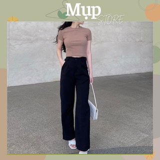 Quần Ống Rộng Suông Nữ Công Sở Nút Cài Trước Đi Học Mụp Store