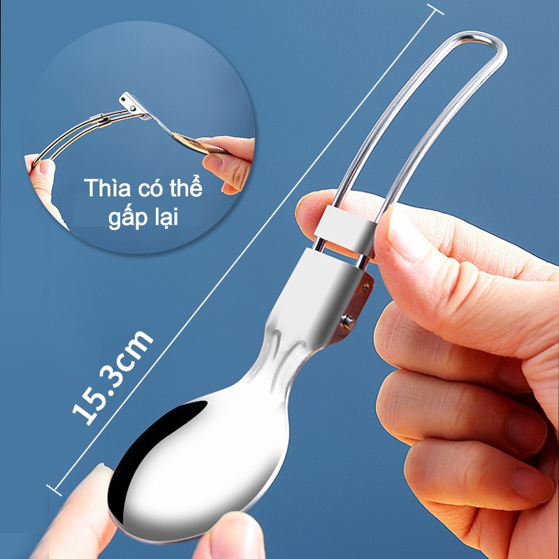 Thìa inox 304 gấp gọn cỡ nhỏ, mang đi học đi làm tiện lợi, thìa gấp gọn cho học sinh, sinh viên