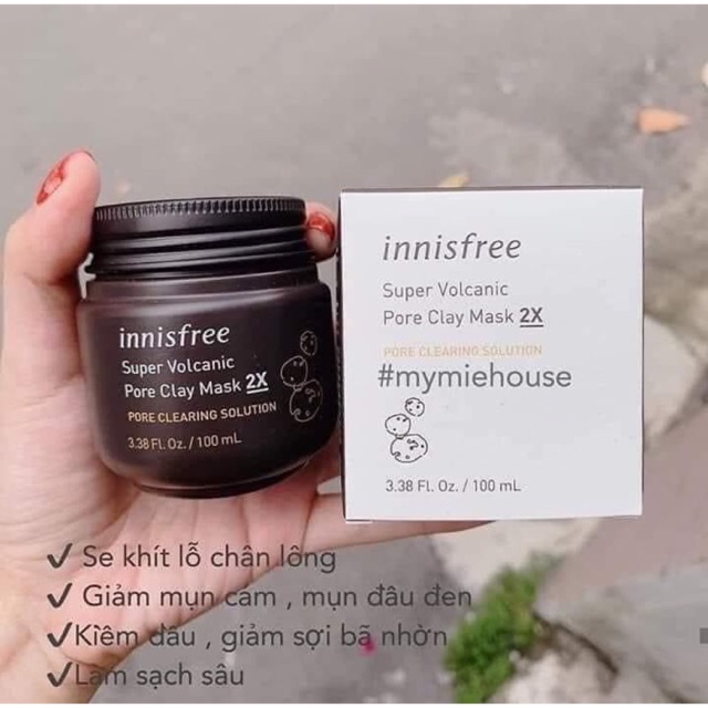 Mặt nạ đất sét Super Volcanic Pore Clay Mask Innisfree( mặt nạ đất sét inisfree)