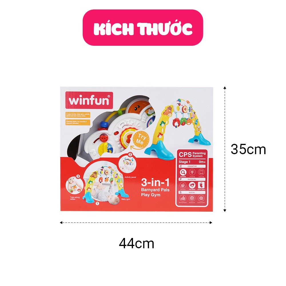 Kệ Chữ A đồ chơi đa, treo thành cũi có nhạc 3 in 1 hình động vật Winfun 0853 - Đồ chơi cho bé sơ sinh tới 1 tuổi