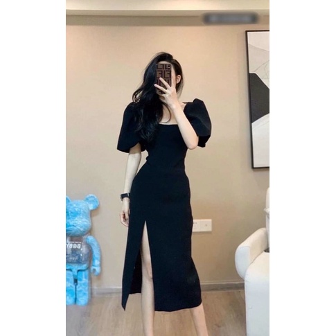 Váy đen sẻ tà dự tiệc siêu xinh hàng cao cấp loại 1