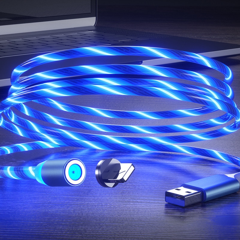 Dây Cáp Sạc USB Type C Có Nam Châm Đèn LED Cho Huawei Samsung