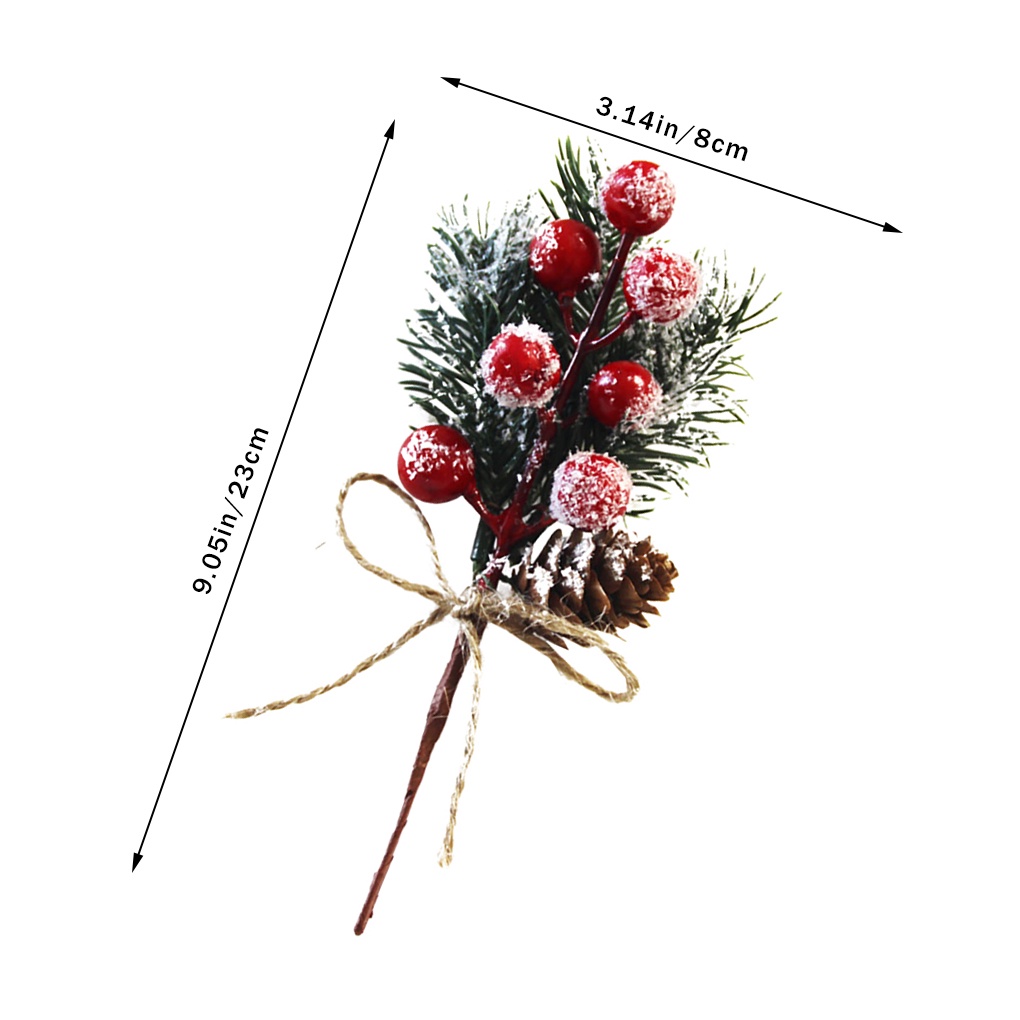 [Ready stock]Cành lá thông quả đỏ trang trí noel giáng sinh