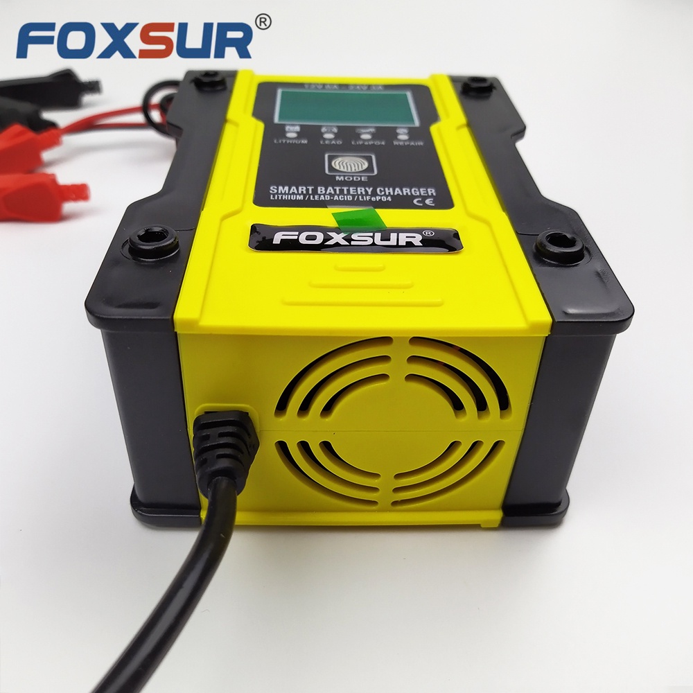 Bộ sạc Foxsur sạc pin Lithium ion 18650, LiFePO4 pin sắt 32650, ắc quy axít chì 12V(6A) 24V(3A) 6Ah - 120AH