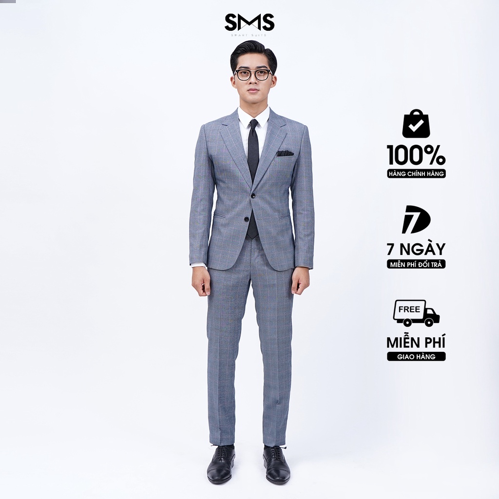 Vest nam xám nhạt kẻ ô, suits sartorial, chuẩn form Smart Suits