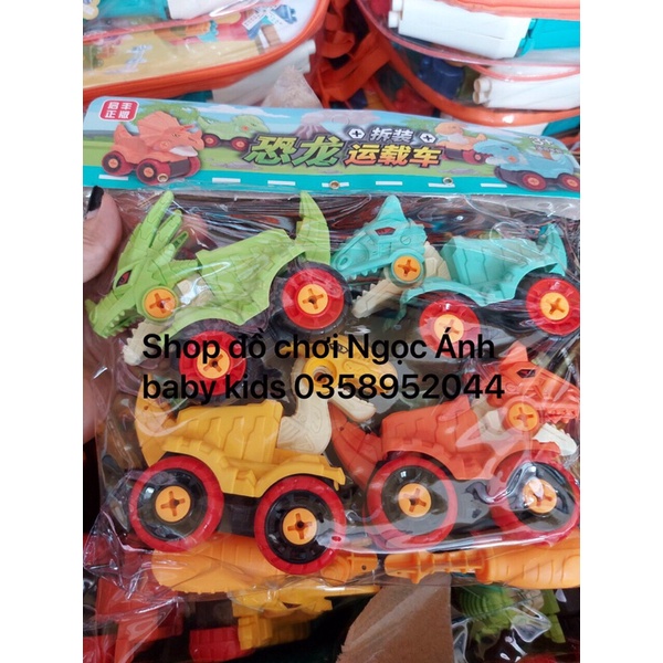 Bộ đồ chơi túi khủng long 4 con lắp ghép loại đẹp, khủng long có ốc vít